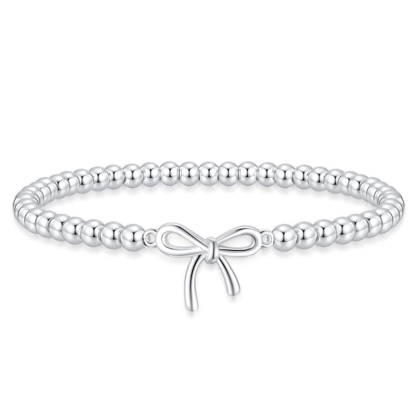 Minimalist Elegant Brass Plated Bow Bracelet for Women Adjustable Beaded Hand Jewelry