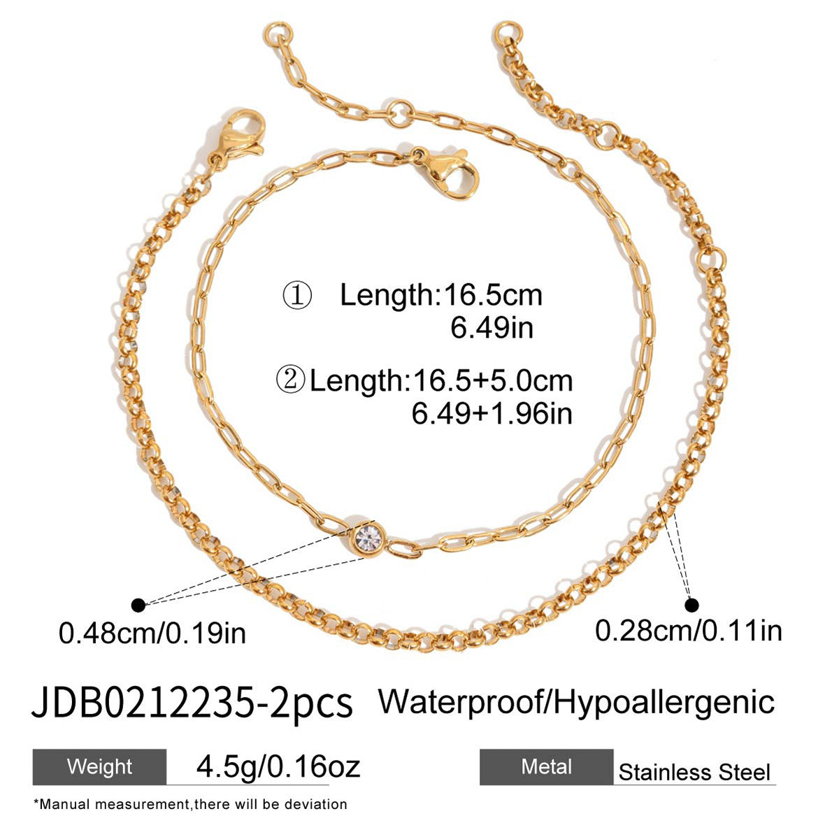 Minimalist Luxury Geometric Titanium Steel Plated Cubic Zirconia Bracelet for Women