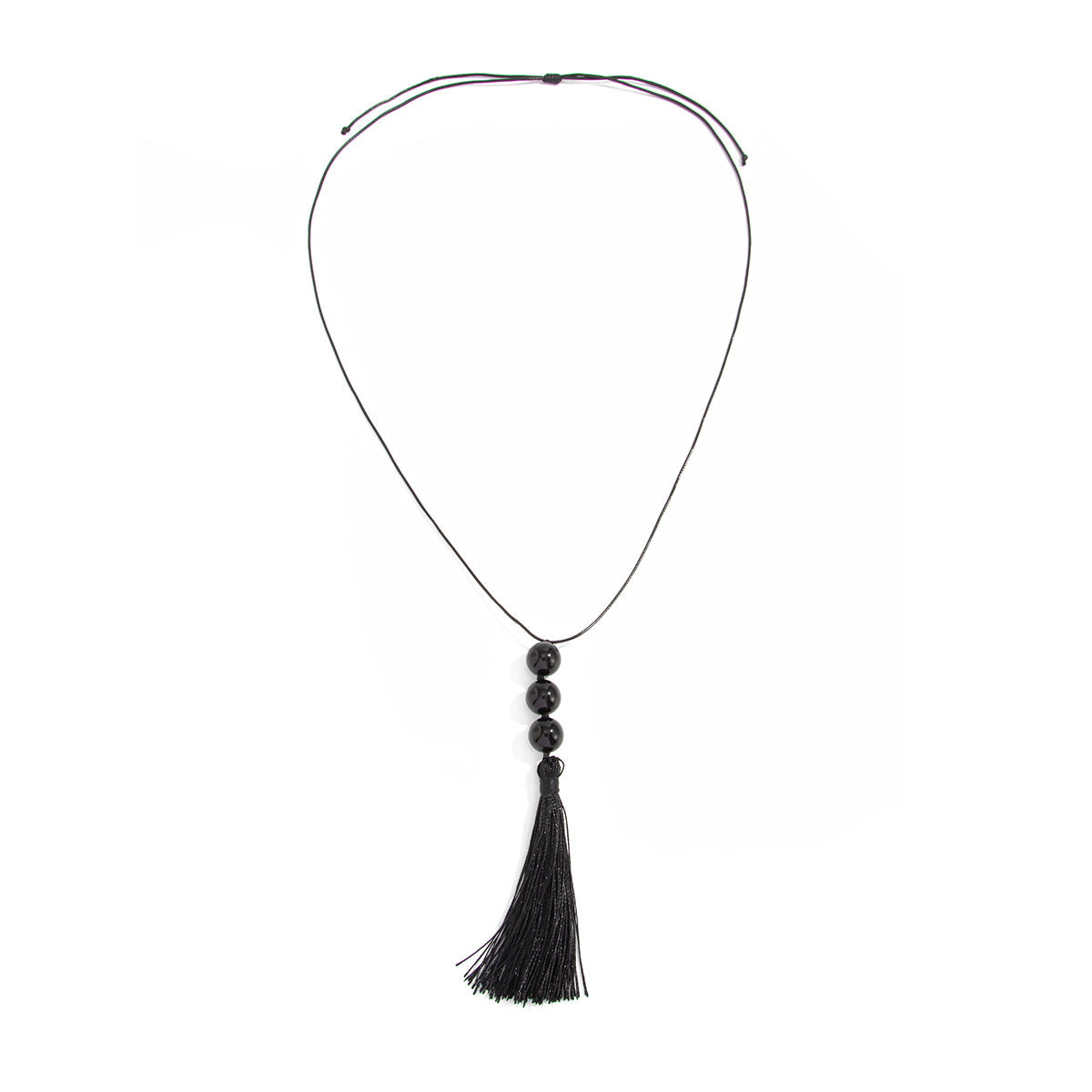 Minimalist Round Geometric Resin Pendant Necklace with Tassel for Women