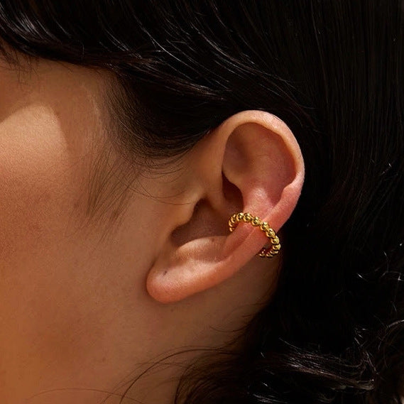 Pendientes de botón sin perforación, de acero inoxidable geométrico chapado en oro con forma de U, elegantes y de moda para mujer