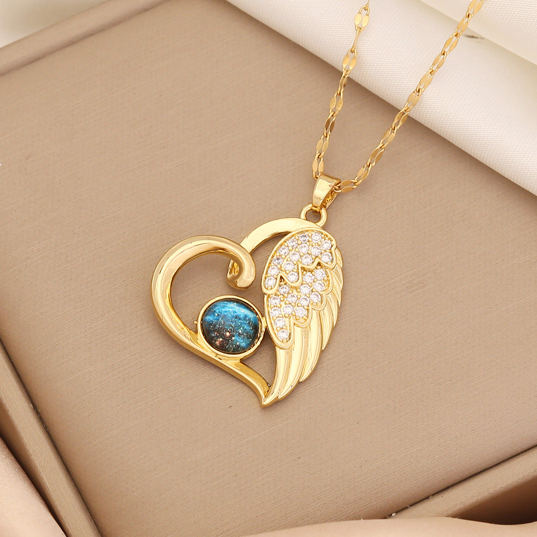 Minimalist Star and Moon Pendant Necklace with Stainless Steel Chain for Women