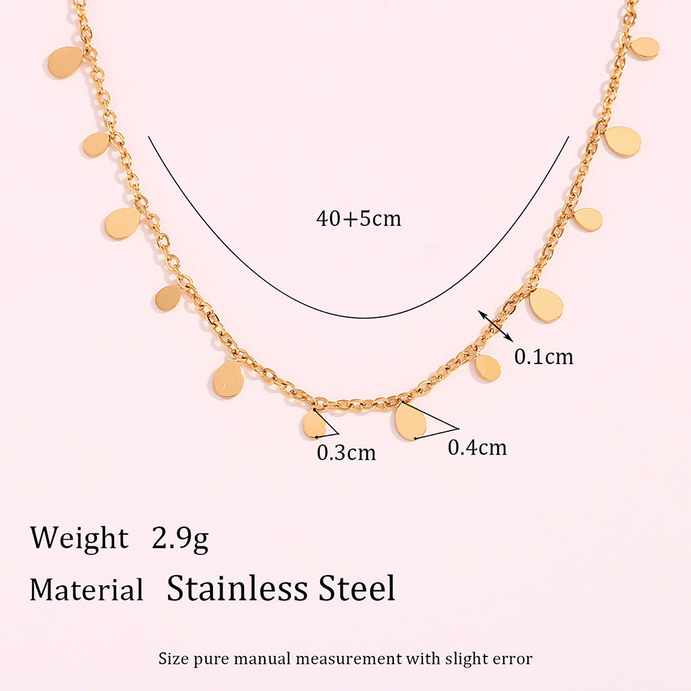 Collar de Acero Inoxidable con Forma de Gota, Chapado en Oro de 18K, Minimalista y a la Moda para Mujer