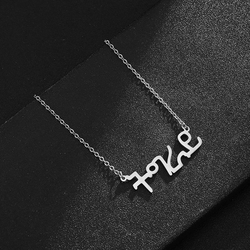 Collana con Pendente Geometrico in Acciaio Inossidabile con Ciondolo in Acciaio al Titanio, Finitura Galvanizzata, Catena a O, Accessorio Moda Unisex