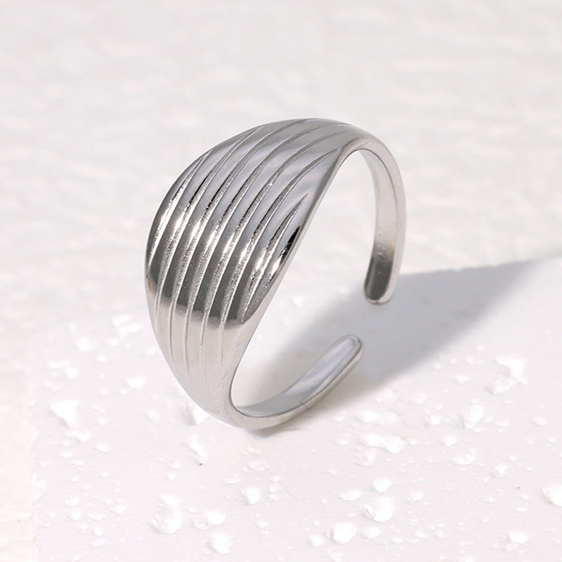 Anello Aperto Geometrico Minimalista da Donna in Acciaio Inossidabile con Placcatura in Oro 18K