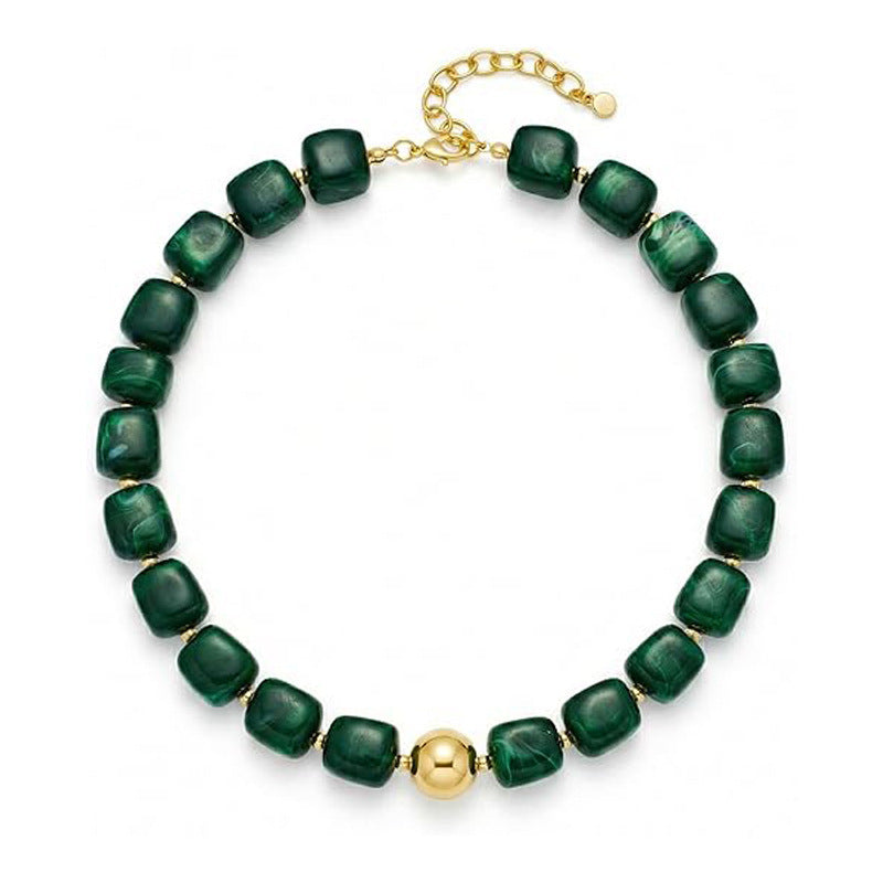 Casual Square Resin Polished Pendant Necklace for Women