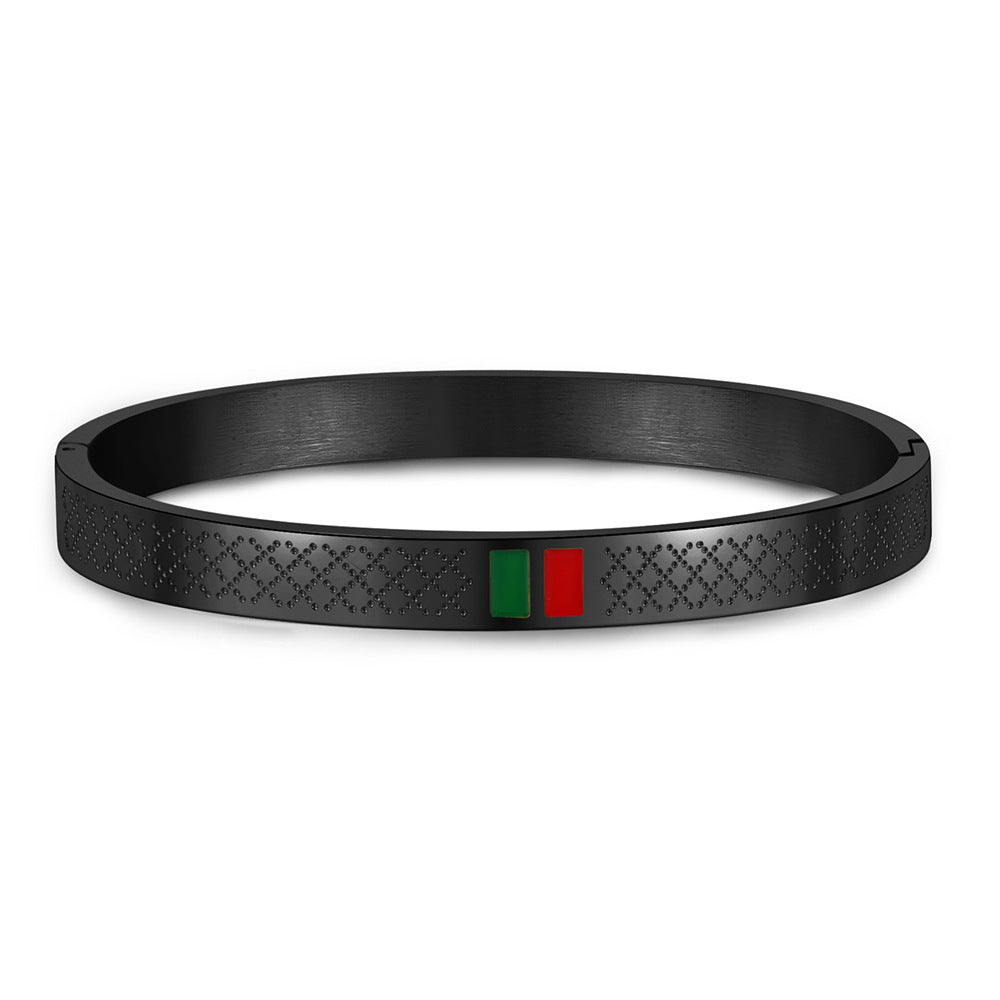 Geometric Round Titanium Steel Drip Oil Plated Bracelet for Unisex