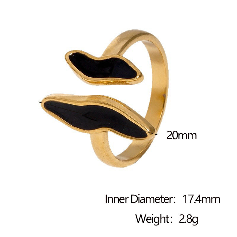 Anello Aperto Regolabile Geometrico Minimalista in Acciaio Inossidabile Placcato Oro 18K da Donna