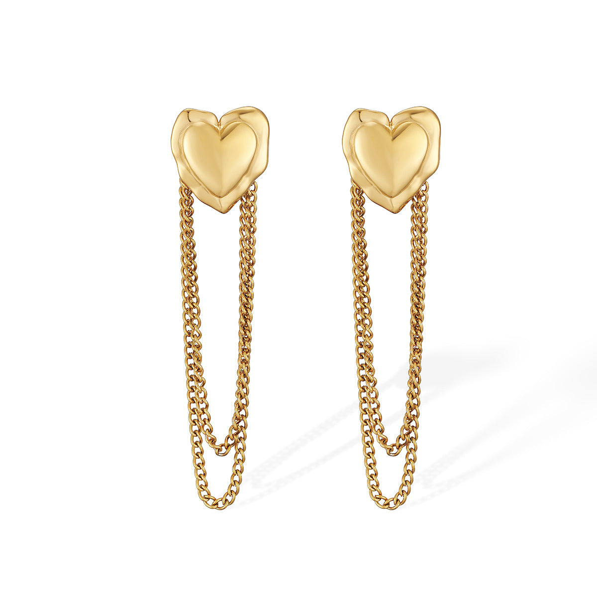 Minimalist 18K Gold Plated Geometric Stainless Steel Tassel Earrings for Women