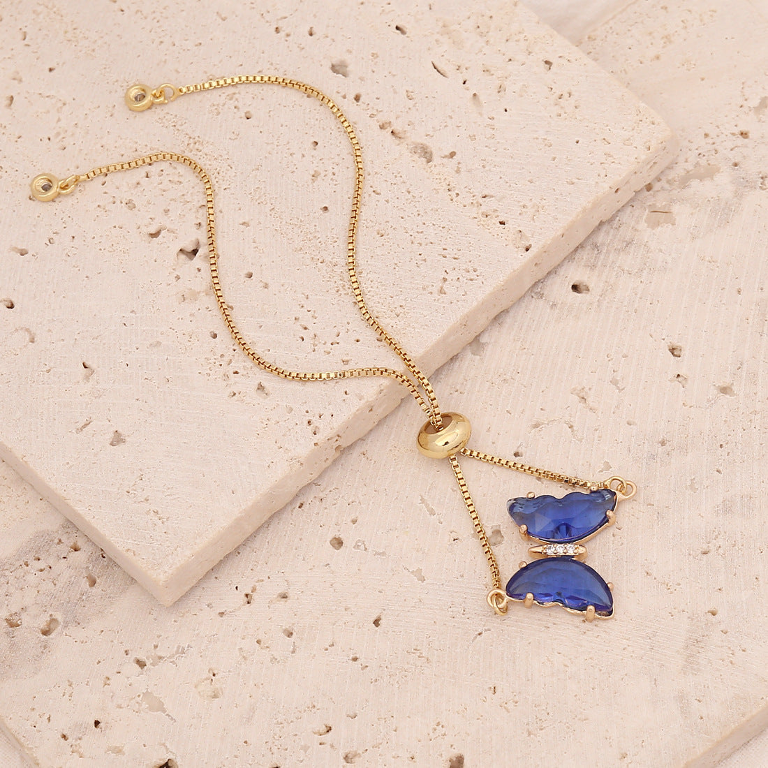 Sweet 18K Gold Plated Butterfly Brass Bracelet