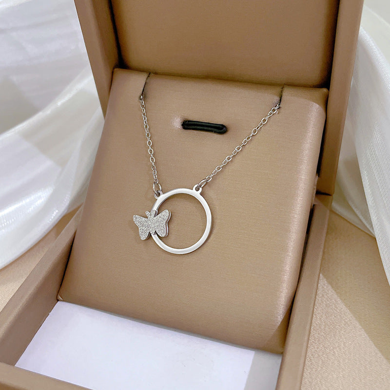 Geometric Minimalist Titanium Steel Plated Necklace with Stainless Steel 304 Pendant for Unisex