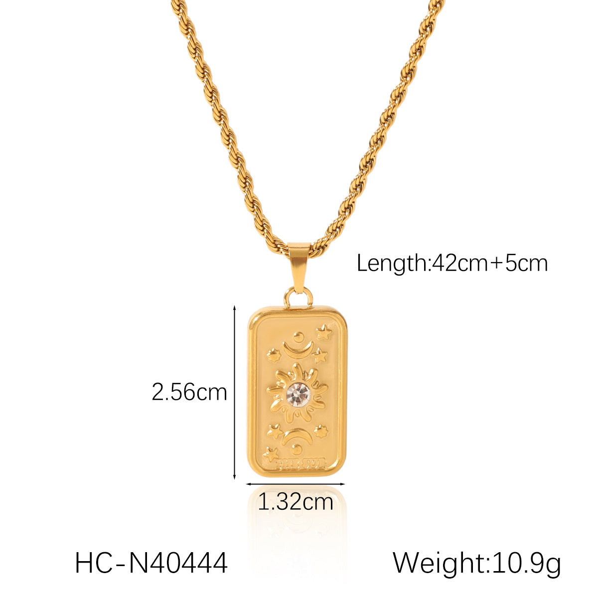 Ins Style Floral and Geometric Eight-Pointed Star Rhinestone Inlaid Pendant Necklace in Titanium Steel with Twisted Chain