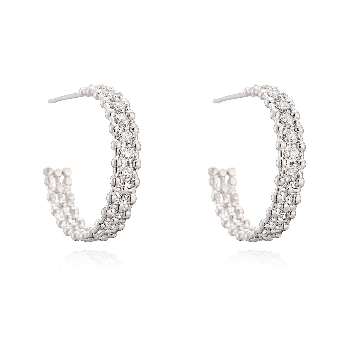 Luxury Vintage Geometric Gold Plated Brass Hoop Earrings with Cubic Zirconia for Women