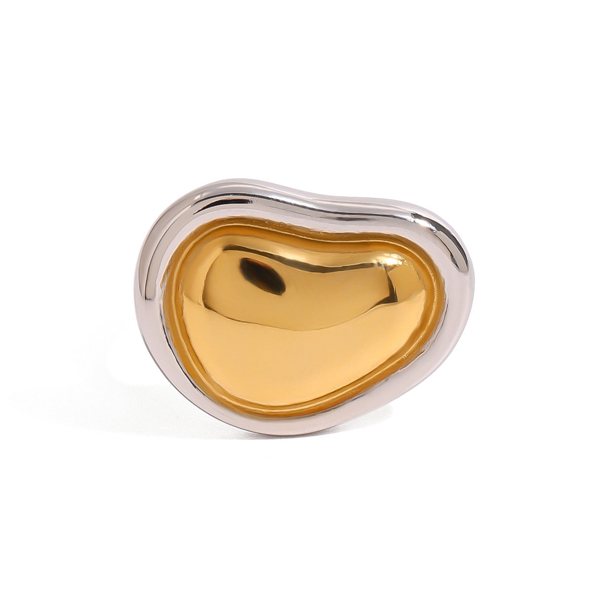 Anillo abierto minimalista de acero inoxidable con forma de corazón y acabado chapado para mujer
