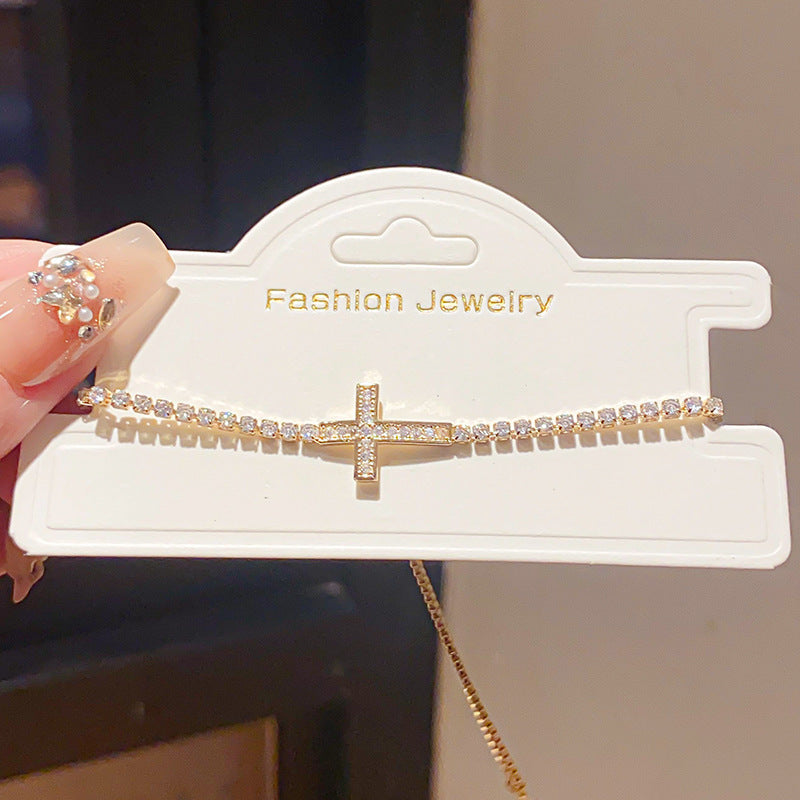 Luxury Elegant Oval Geometric 14K Gold Plated Cubic Zirconia Inlay Brass Bracelet for Women