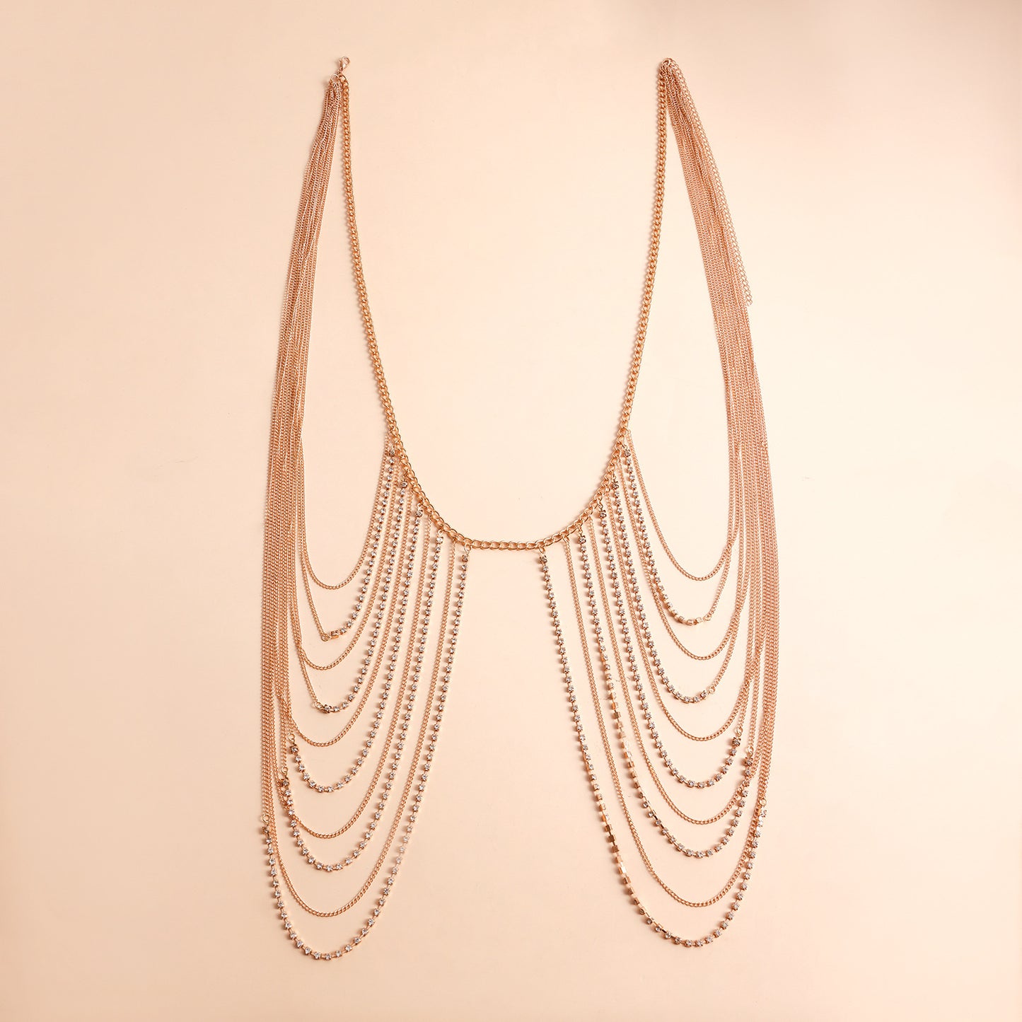 Punk Style Body Chain for Women with Rhinestone Inlay and Hollow-Out Design Adjustable Waist Chain