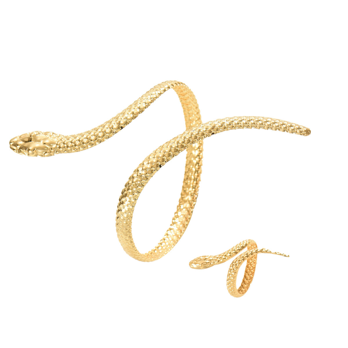 Set regolabile di bracciale e anello da donna con animali geometrici e design a serpente, gioielli da mano in lega galvanizzata