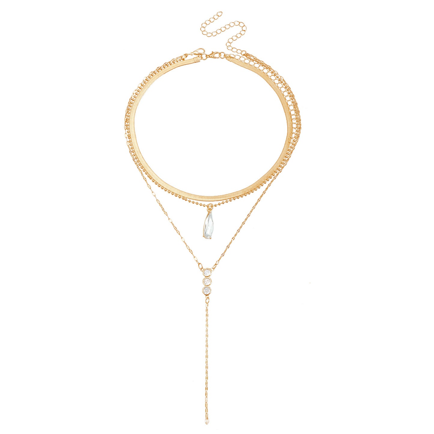 Bohemian Vintage Water-Drop Shaped Copper Pendant Necklace with Electroplated Finish for Women