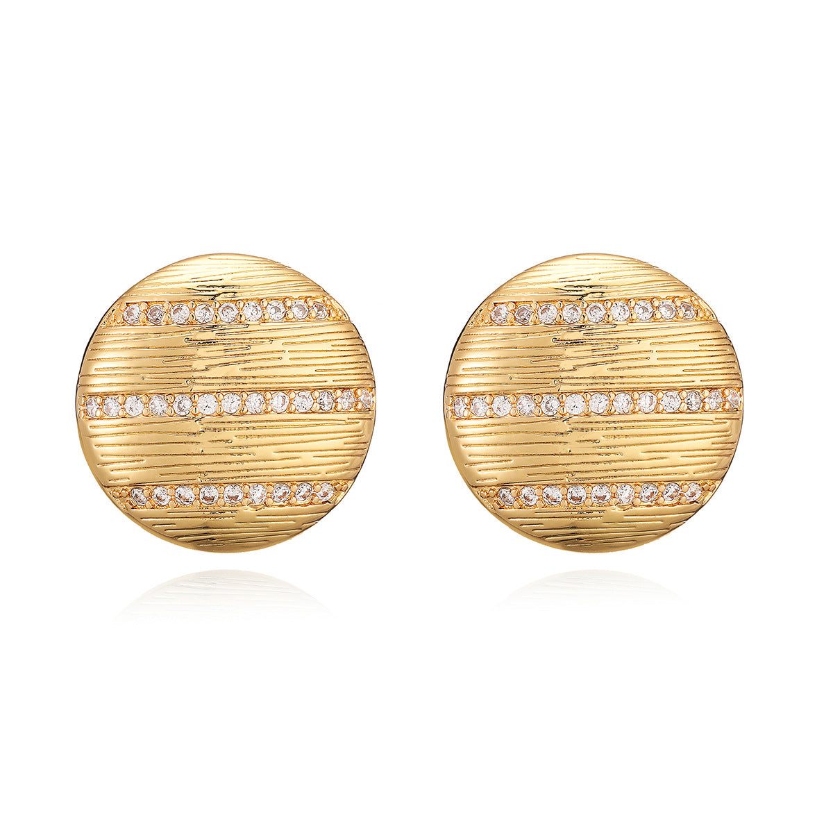 Minimalist Geometric Gold-Plated Zircon Stud Earrings for Women with Micro-Pavé Setting