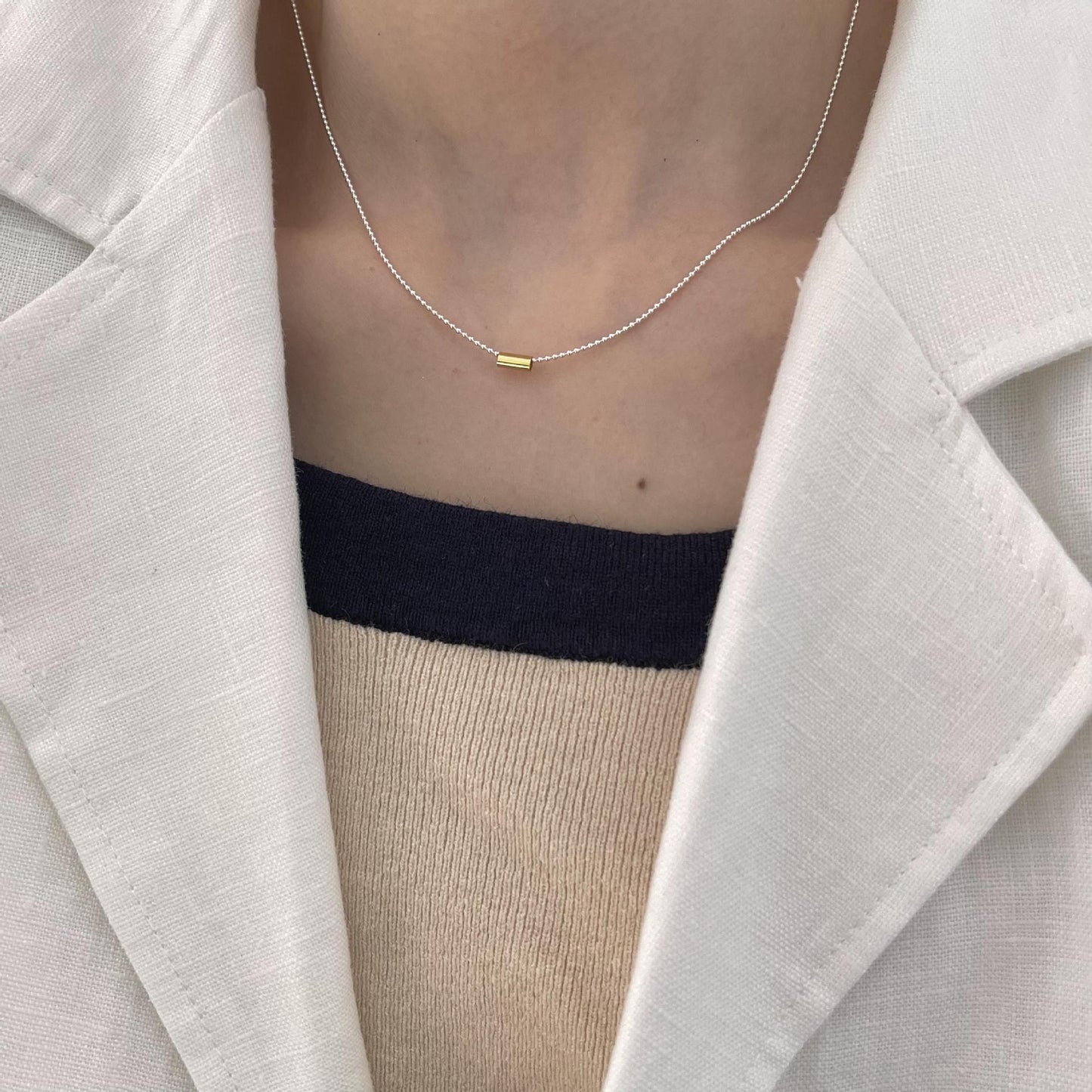 Collana Minimalista da Donna in Argento Sterling 925 con Sfera e Catena