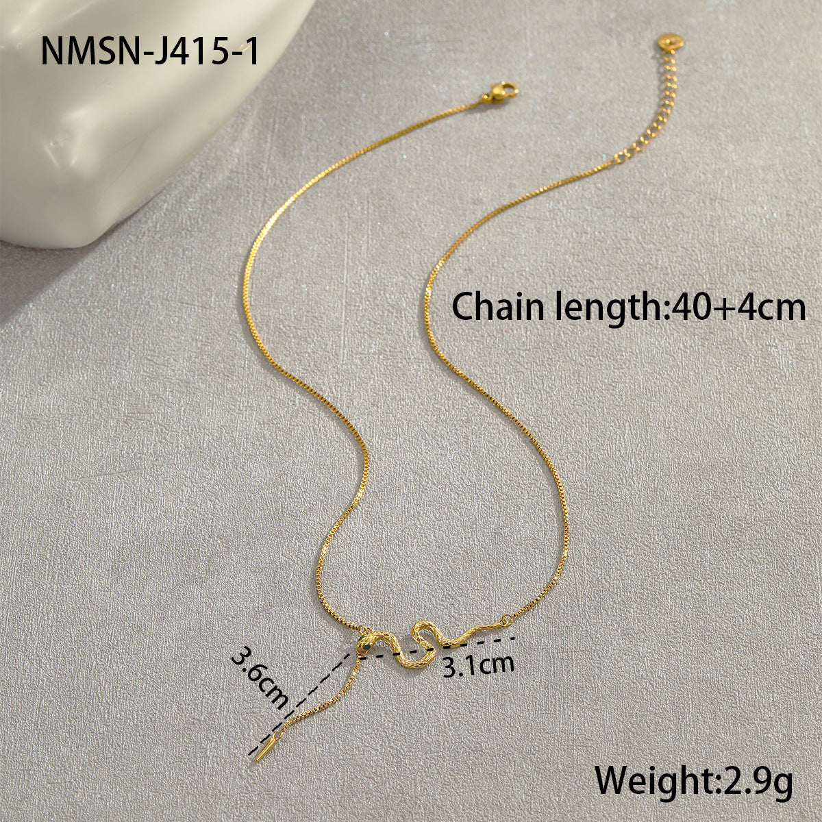 Collar de acero de titanio con forma de serpiente a la moda con incrustaciones de diamantes de imitación y colgante de flecos para mujer