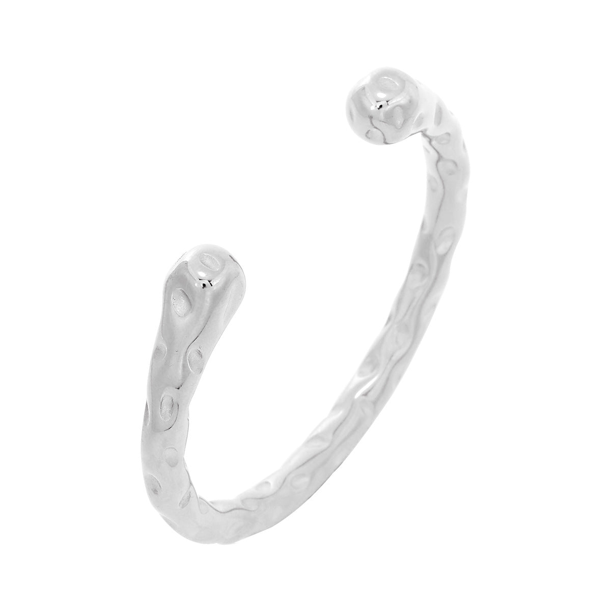 Elegante Pulsera Geométrica Texturizada de Acero de Titanio para Mujer con Baño de Oro de 18K y Superficie Irregular en Relieve y Bajo Relieve