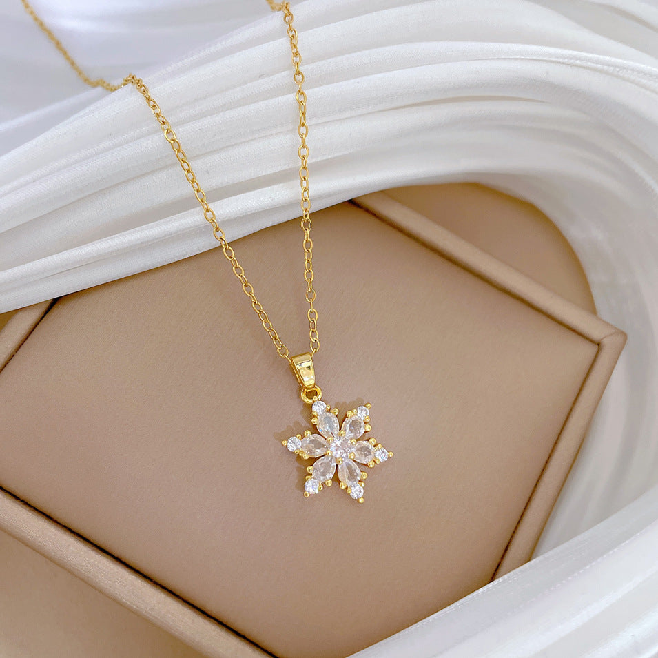 Collana con Pendente Luna Geometrica per Uomo e Donna Catena in Acciaio Inossidabile con Intarsi in Strass Elegante Collana a Ciondolo Minimalista