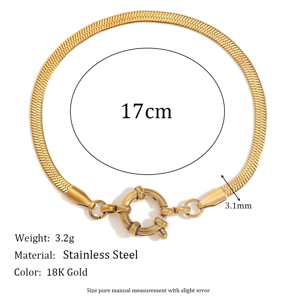 Minimalist Geometric Stainless Steel Plated 18K Gold Blade Chain Bracelet with Spring Clip Closure