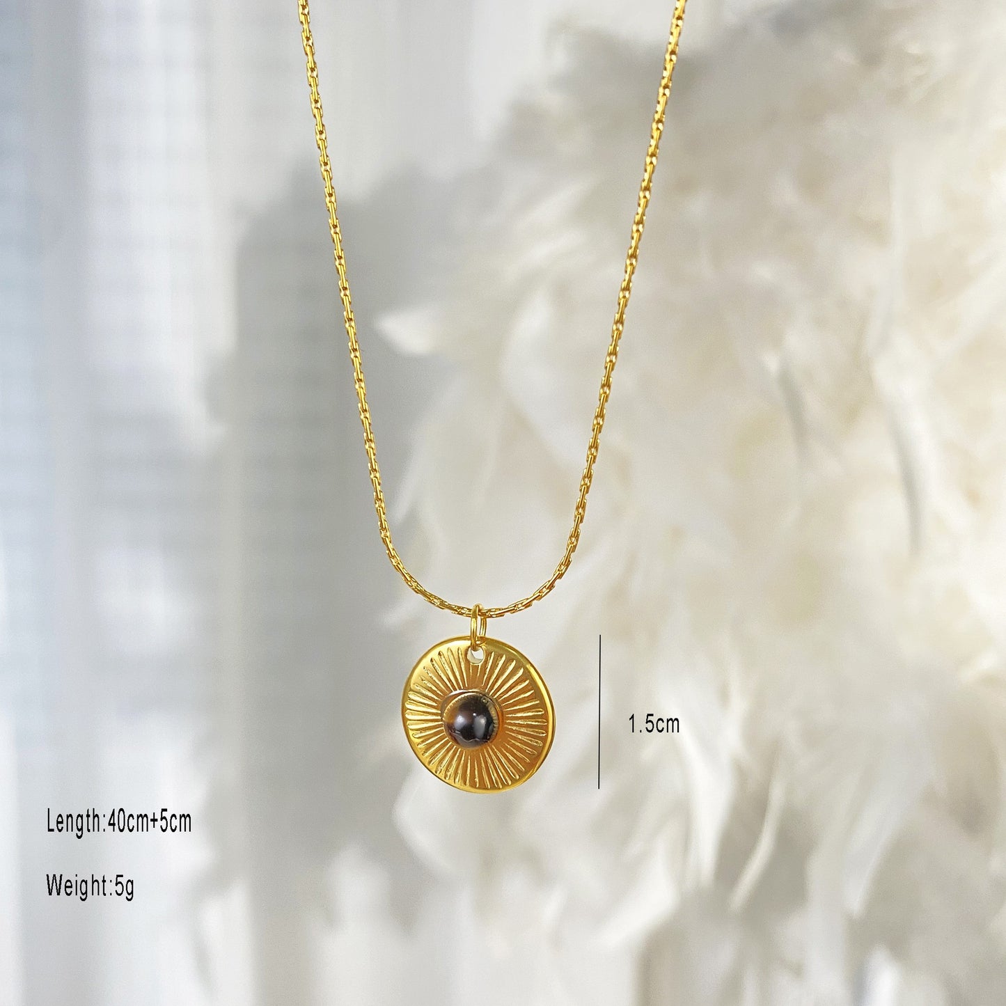 Vintage Geometric Heart Tiger's Eye Titanium Steel Necklace Plated