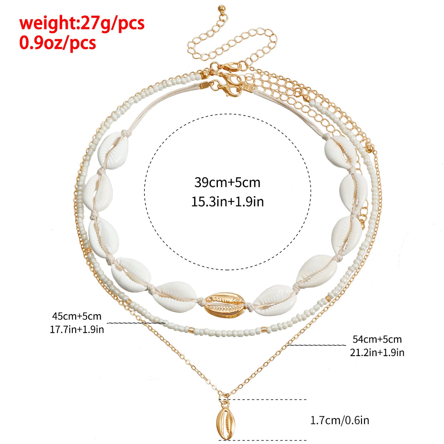 Bohemian Style Geometric Shell Pendant Necklace for Women with Plated Finish and Clavicle Chain