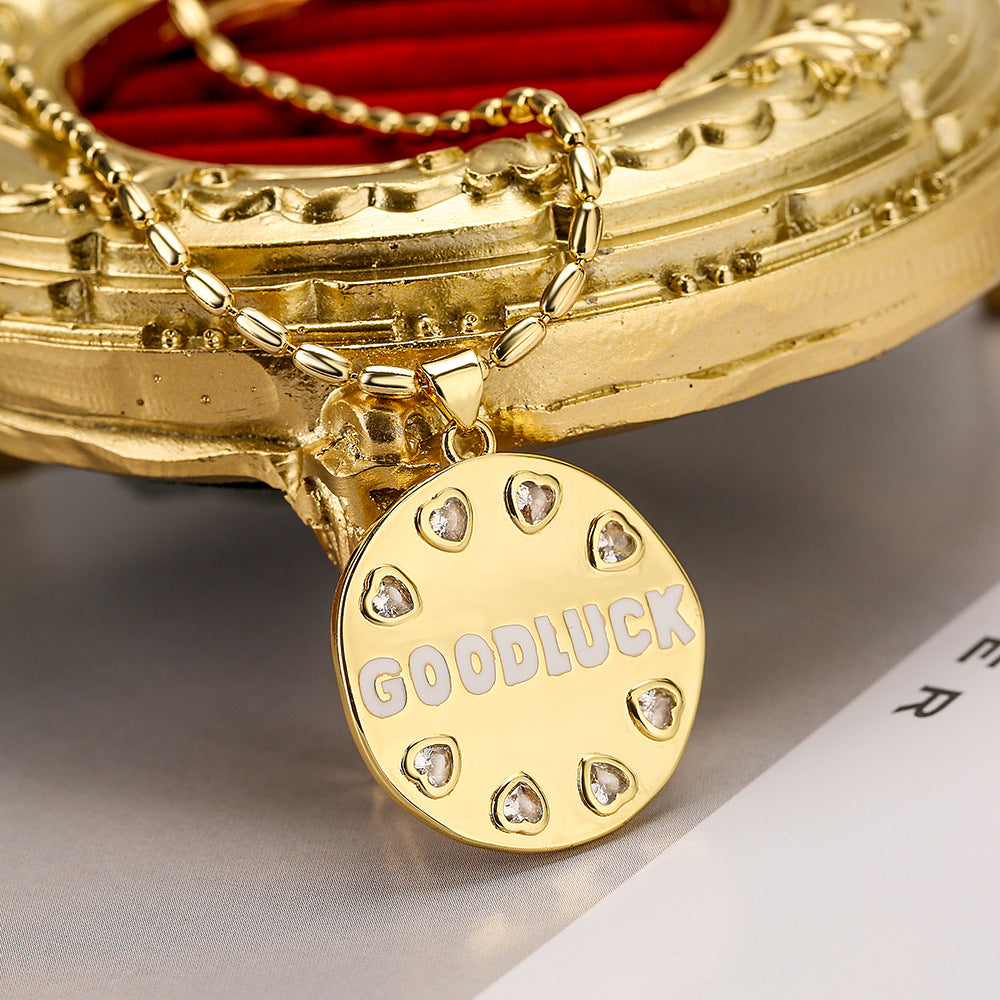 Minimalist Geometric Circle Pendant Necklace for Women in Brass with Real Gold Plating Good Luck Design