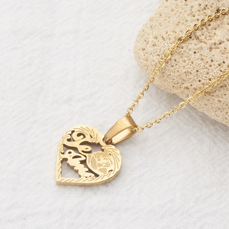 Minimalist Heart-Shaped Titanium Steel Pendant Necklace with Enamel Finish for Unisex Daily Wear