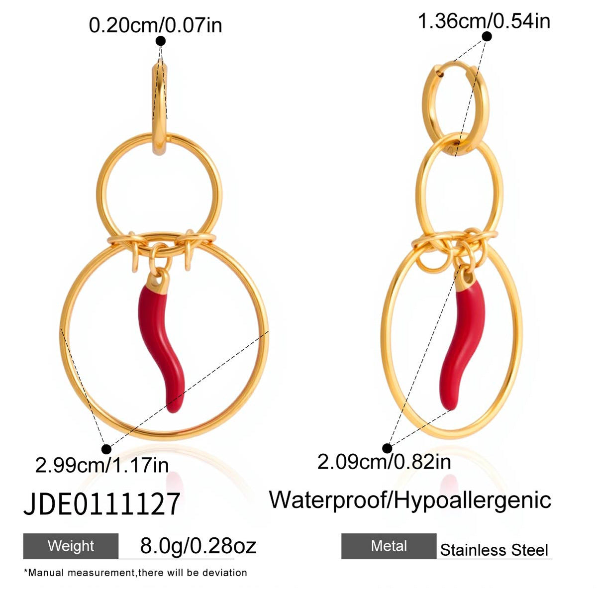 Pendientes de aro esmaltados de acero inoxidable geométricos minimalistas para mujer, hipoalergénicos y resistentes a la decoloración