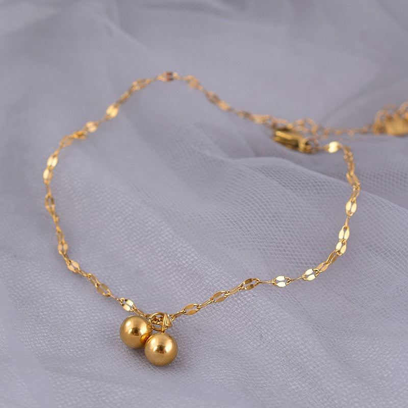 Minimalist Forest Style Geometric Titanium Steel Anklet for Women with Tarnish-Resistant Finish