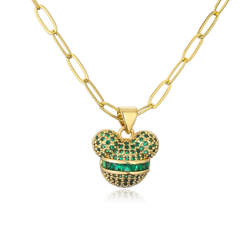 Minimalist Geometric Pendant Necklace for Women with Copper Base Plated in 18K Gold and Micro-Paved Zirconia