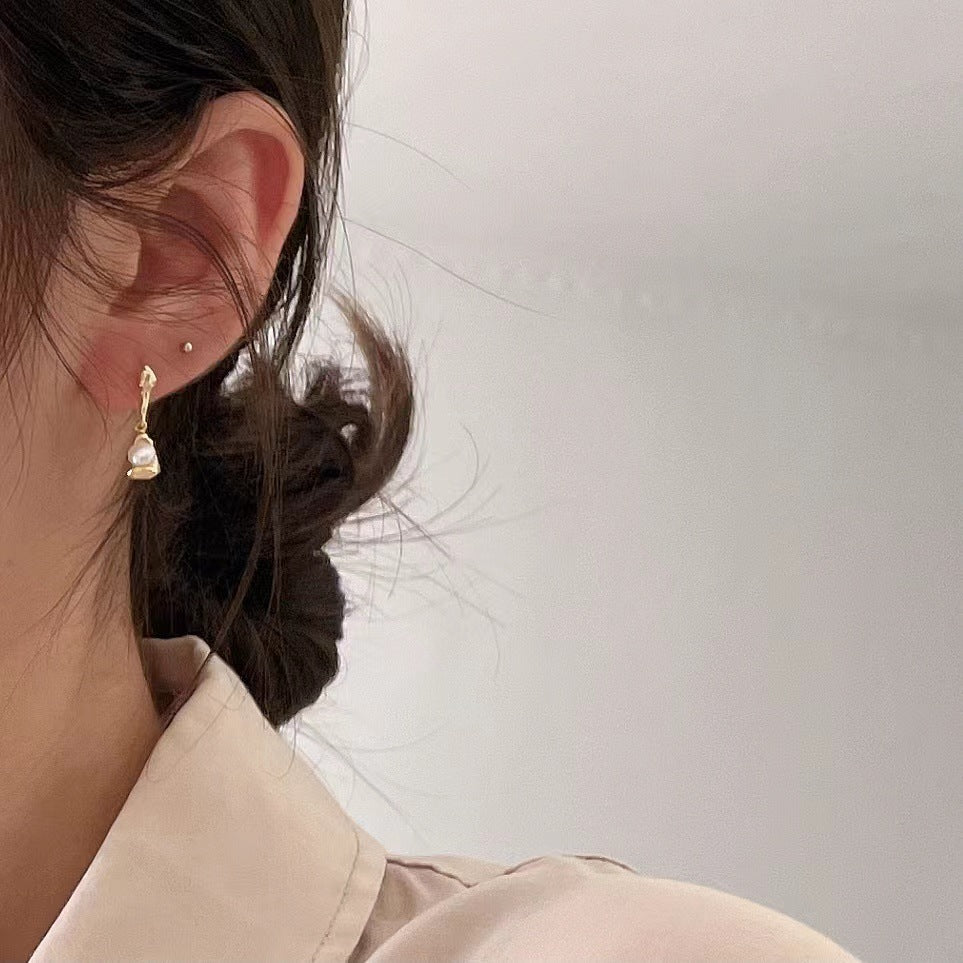 Orecchini a perno da donna a forma di goccia minimalista in argento sterling 925 con design a elemento naturale