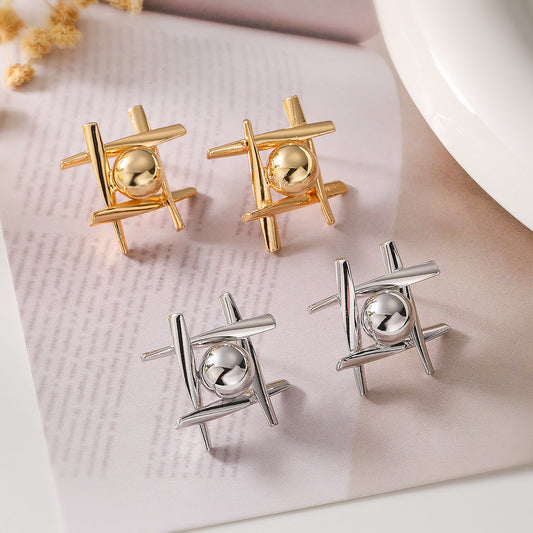 Pendientes de Cobre Irregulares Geométricos con Baño de Oro para Mujer, Pendientes Minimalistas de Moda Impactantes