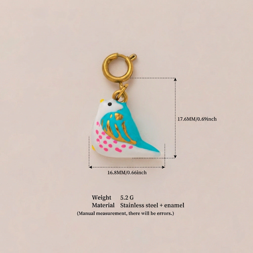 Vintage 18K Gold Plated Stainless Steel Animal Pendant Charm Bar for Women