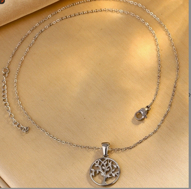 Elegant Titanium Steel Plated Multi-Layer Necklace with Heart Star Floral Geometric and Letter Pendants for Women