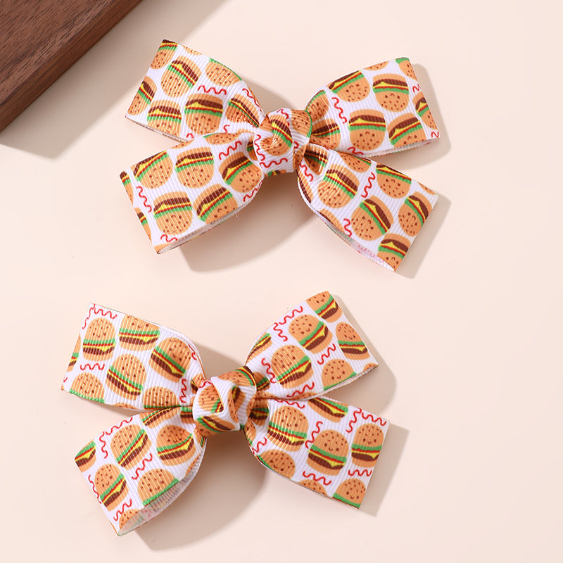 Natural Style Bow-Shaped Polyester Hair Clip for Girls with Ruffled and Mesh Details, Duckbill Clip Design