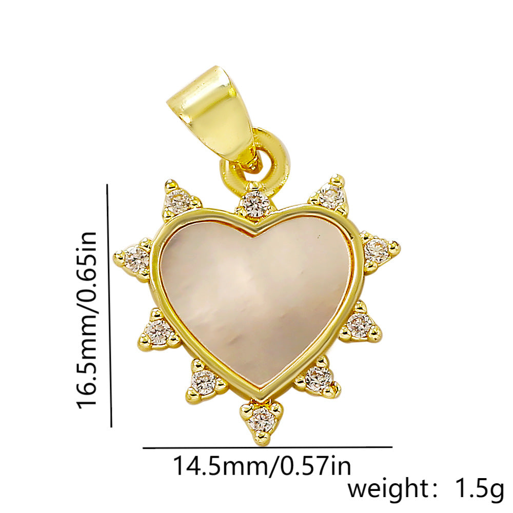 Barra con ciondolo a forma di cuore minimalista di lusso, placcata in ottone con zirconi cubici
