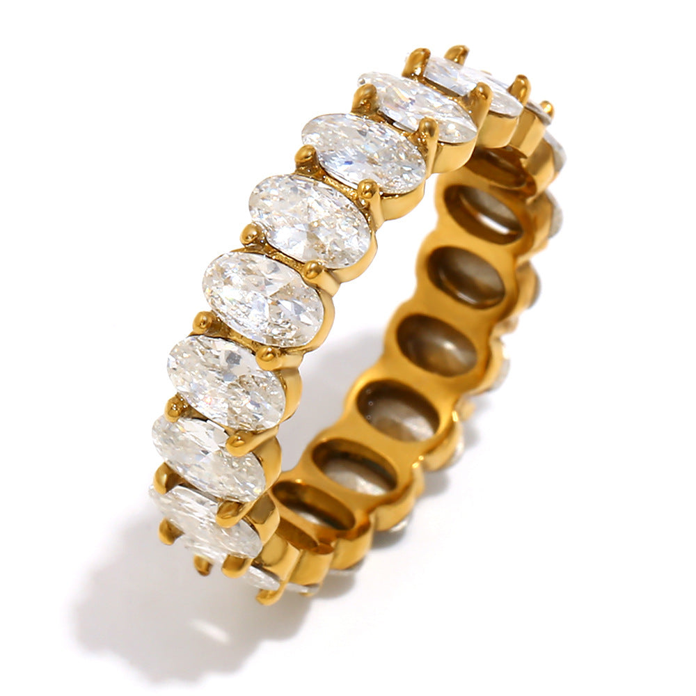 Minimalist Geometric Two-Tone Stainless Steel Ring with 18K Gold Plating for Women