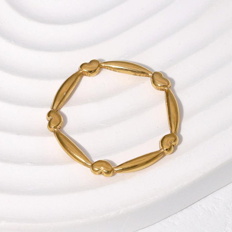 Anello da donna in acciaio inossidabile a forma di cuore, minimalista, con finitura galvanica