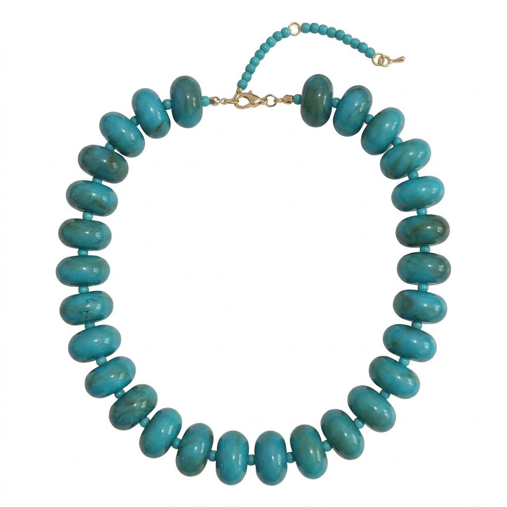 Bohemian Geometric Acrylic Pendant Brass Ball Chain Necklace for Women