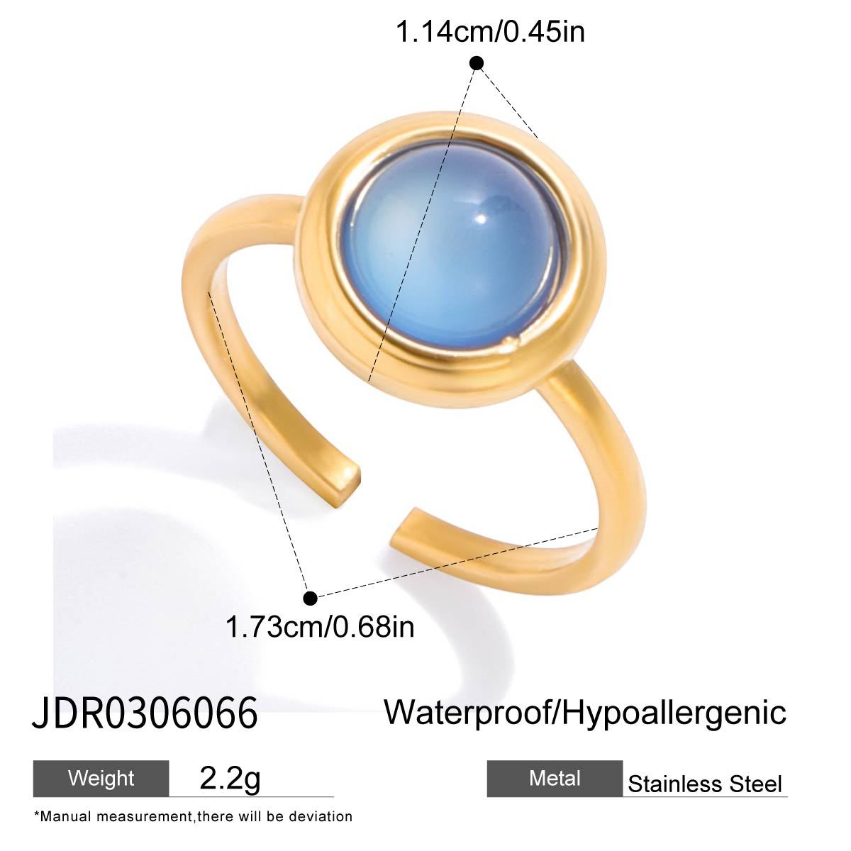 Anillo de resina con diseño de pezuña de caballo geométrica en acero de titanio con acabado chapado, joyería de mano de lujo para mujer