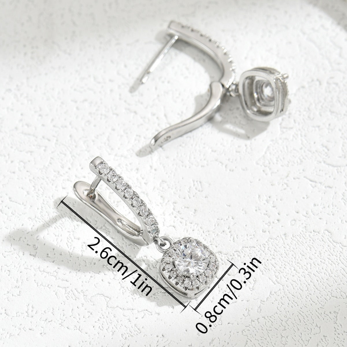 Orecchini geometrici a U minimalisti da donna con intarsio in zircone e perni in acciaio inossidabile