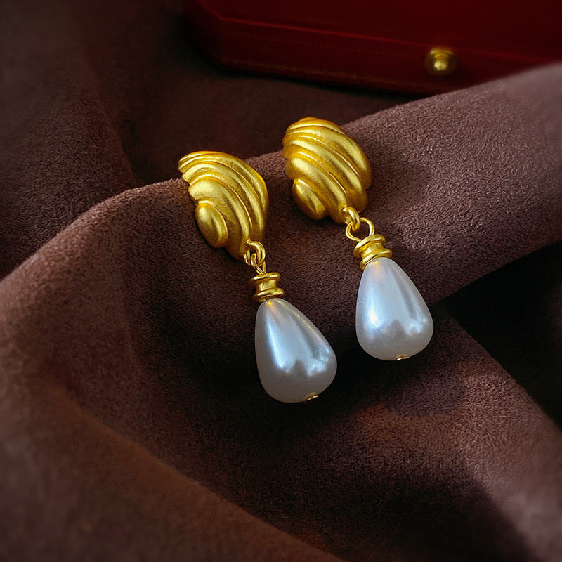 Vintage Geometric Alloy Earrings with Gold-Plated Finish and Stainless Steel Posts for Women