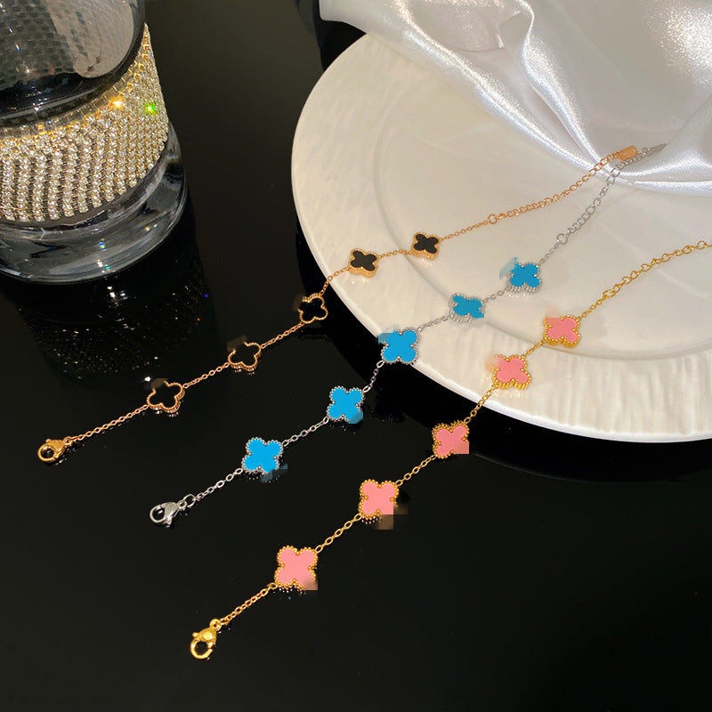 Minimalist Sweet Colorful Titanium Steel Plated Cable Chain Bracelet