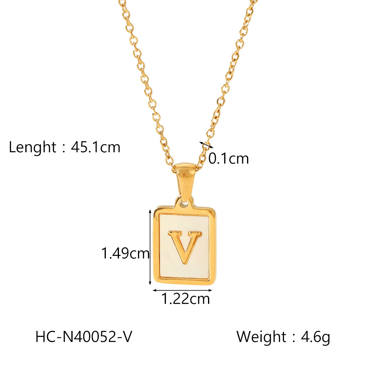 Minimalist Letter Pendant Necklace in Titanium Steel with 18K Gold Plating on Stainless Steel Chain for Women