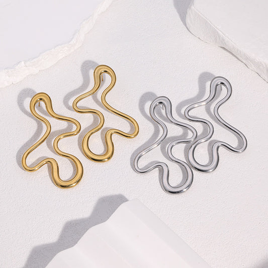 Orecchini da donna minimalisti con forma geometrica irregolare in acciaio inossidabile placcati oro 18 carati