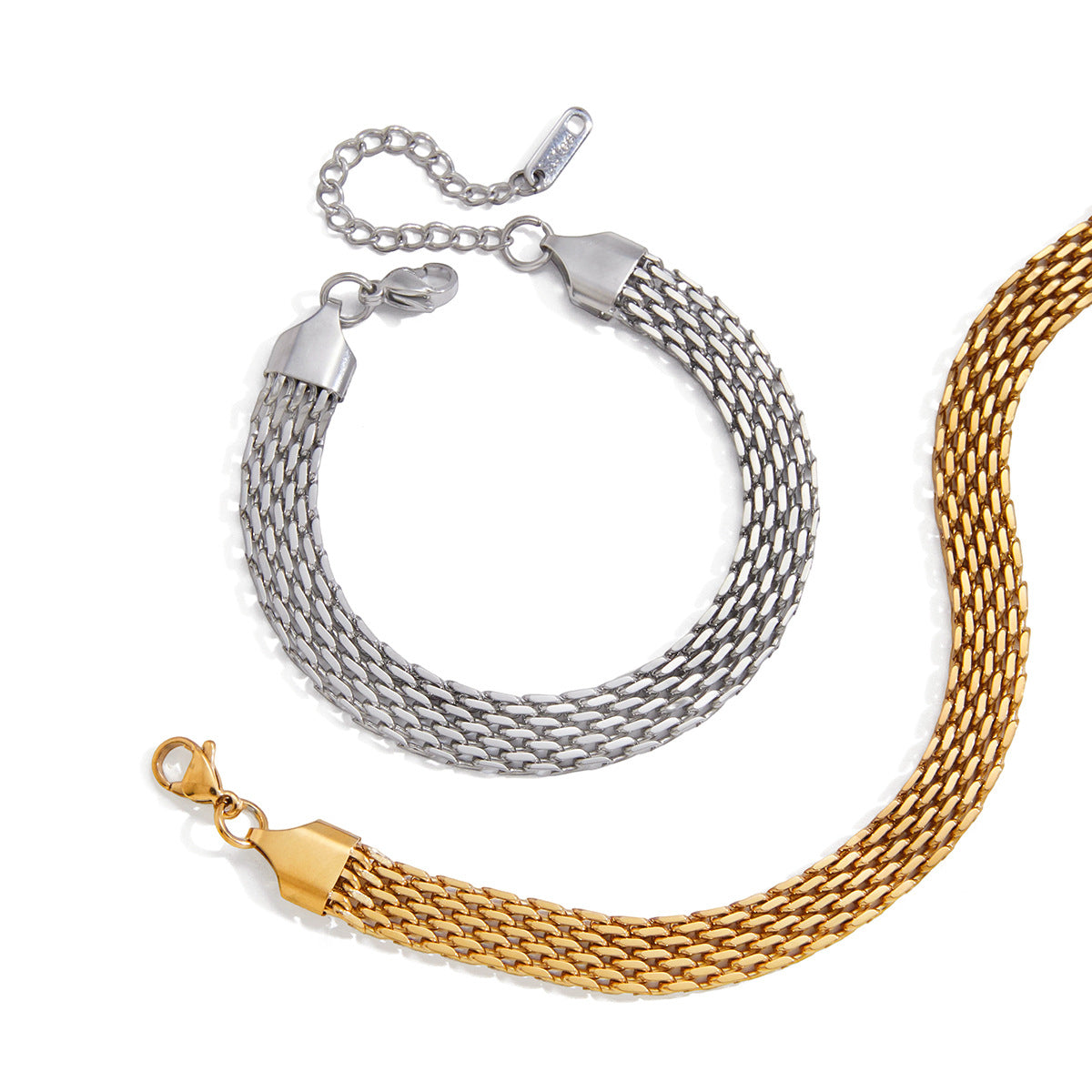 Pulsera de cadena cubana de acero inoxidable chapado geométrico para mujer
